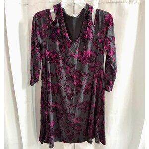 Cato Dress Medium Floral Velvet Burnout Purple Whimsigoth Fairy Grunge Y2K 17805